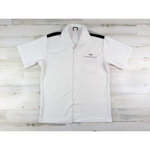 Vintage IS Interstate Shirt Mens XL White Embroidered Retro Bowling Button Up